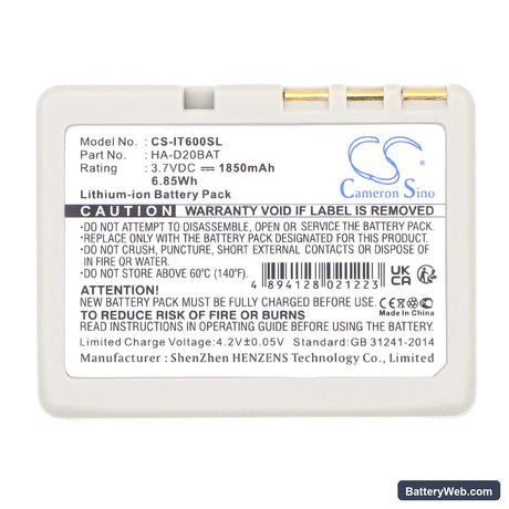 Casio DT-5300 Replacement Battery, 3.7V, 1850mAh, Li-ion 5