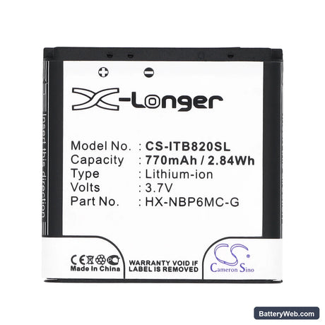 i-Blue 820 Replacement Battery, 3.7V, 770mAh, Li-ion 5