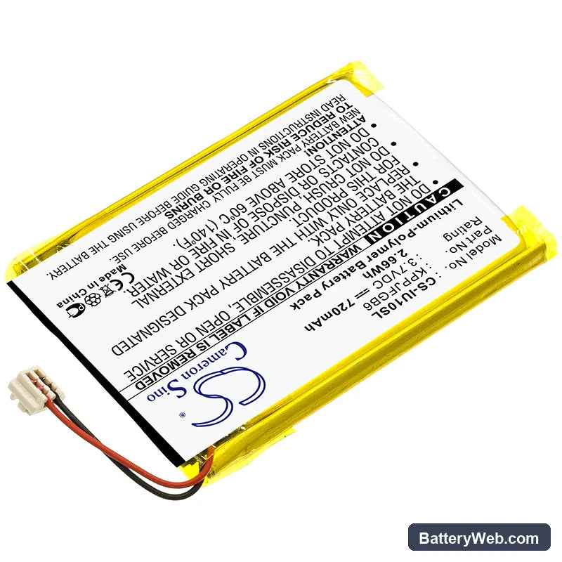 iRiver U10 Replacement Battery, 3.7V, 720mAh, Li-Polymer 2