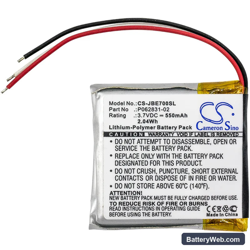 JBL Everest 700 Replacement Battery, 3.7V, 550mAh, Li-Polymer 3