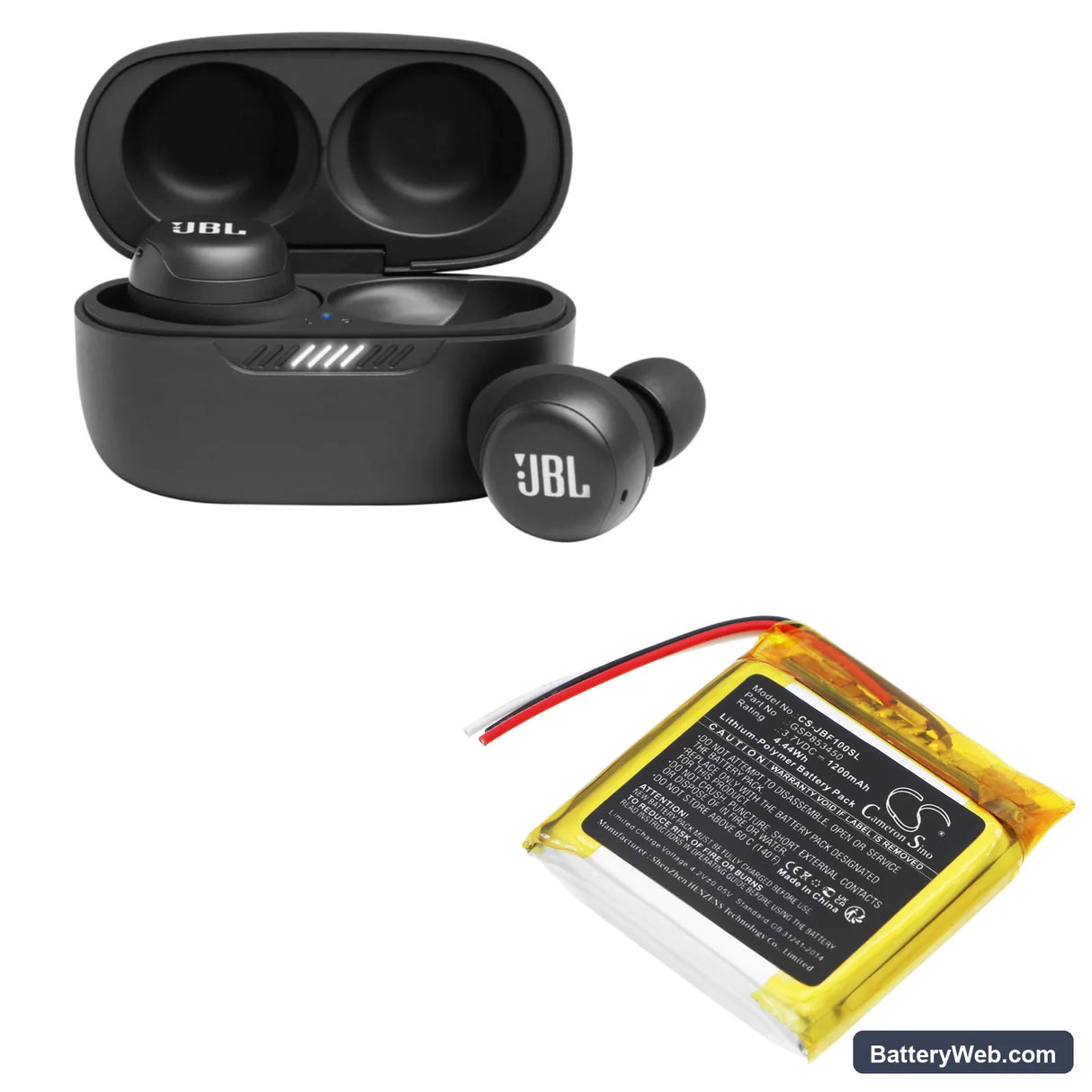 JBL Free Replacement Battery, 3.7V, 1200mAh, Li-Polymer 5