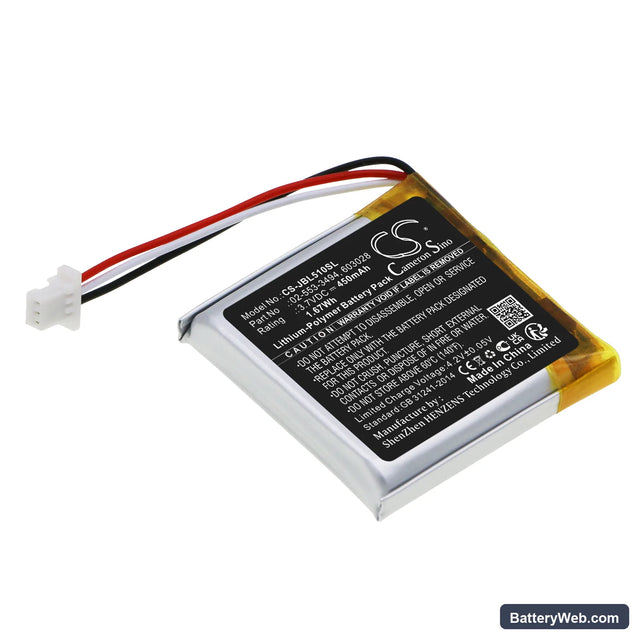 JBL Tune 510BT Replacement Battery, 3.7V, 450mAh, Li-Polymer 1