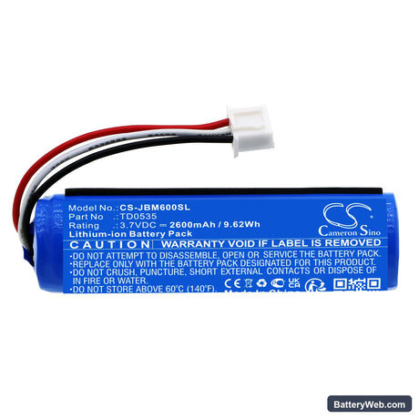 JBL KMC 600 Replacement Battery, 3.7V, 2600mAh, Li-ion 3