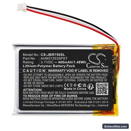Jabra Evolve 75 Replacement Battery, 3.7V, 400mAh, Li-Polymer 3