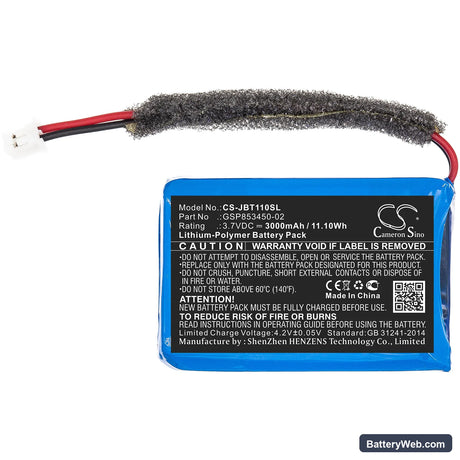 JBL Turbo Replacement Battery, 3.7V, 3000mAh, Li-Polymer 3