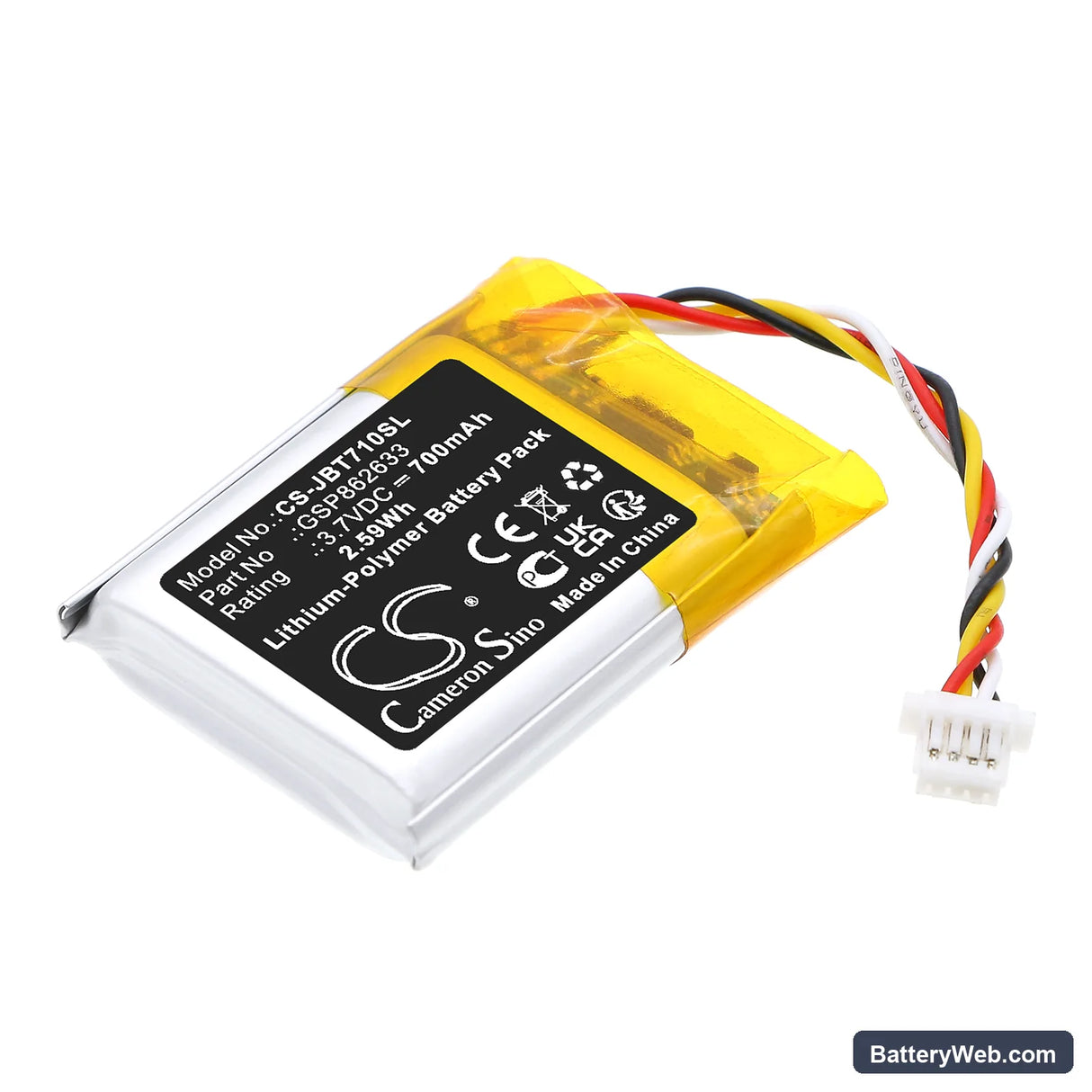 JBL Tune 710 BT Replacement Battery, 3.7V, 700mAh, Li-Polymer 1