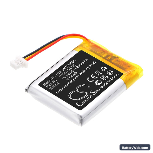 JBL Tune 720 BT Replacement Battery, 3.8V, 800mAh, Li-Polymer 1
