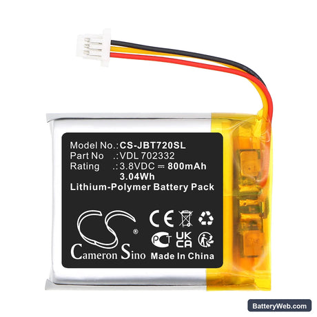 JBL Tune 720 BT Replacement Battery, 3.8V, 800mAh, Li-Polymer 3