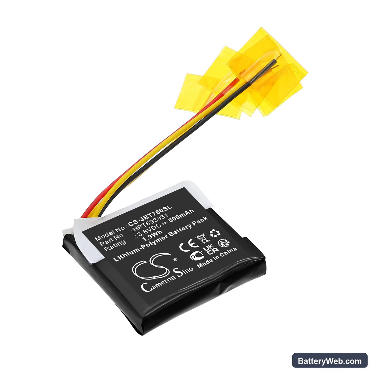 JBL Live 760NC Replacement Battery, 3.8V, 500mAh, Li-Polymer 1
