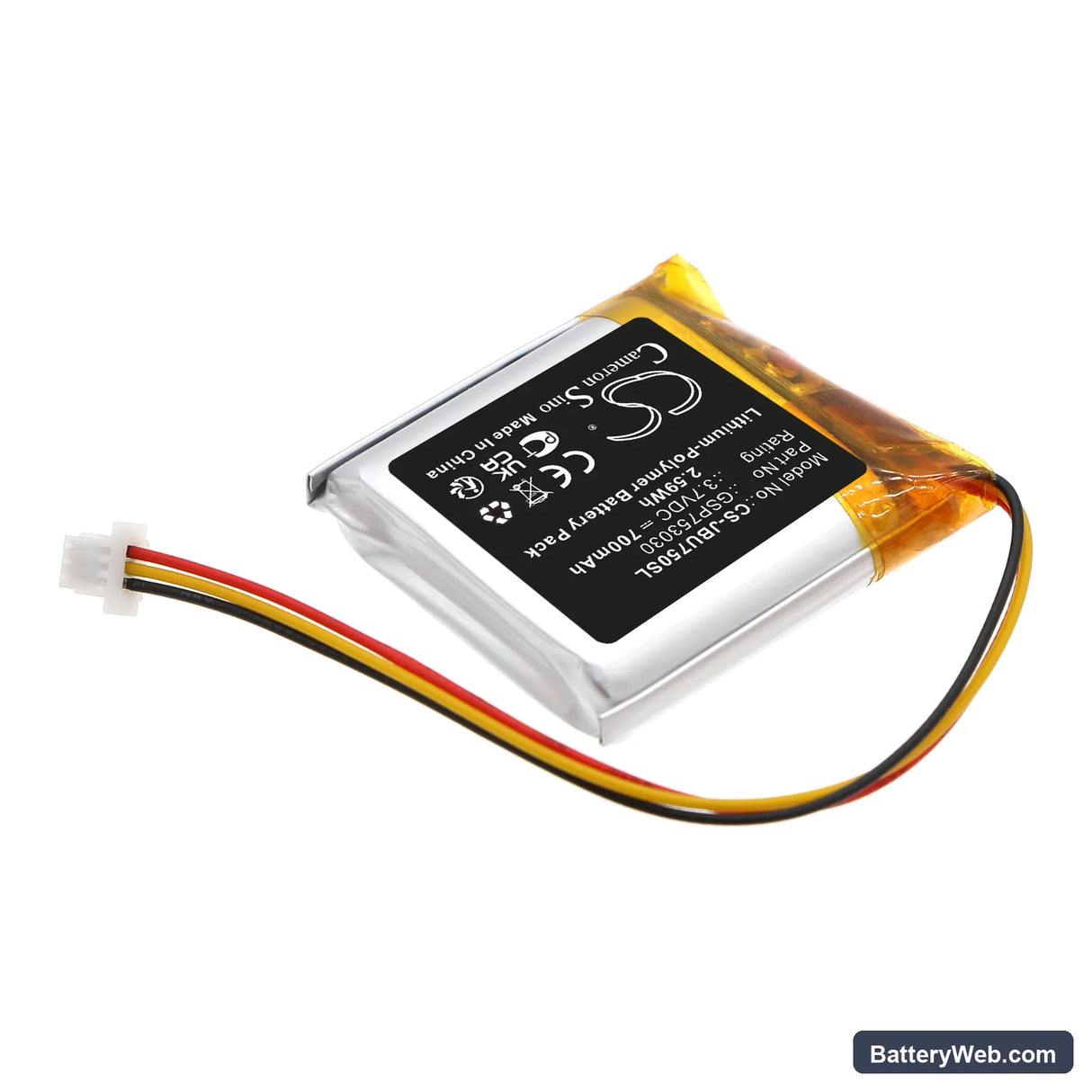 JBL Tune 750 Replacement Battery, 3.7V, 700mAh, Li-Polymer 2