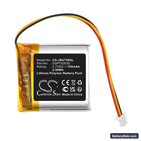 JBL Tune 750 Replacement Battery, 3.7V, 700mAh, Li-Polymer 3