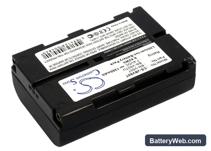 JVC GR-DV3 Replacement Battery, 7.4V, 1300mAh, Li-ion 2