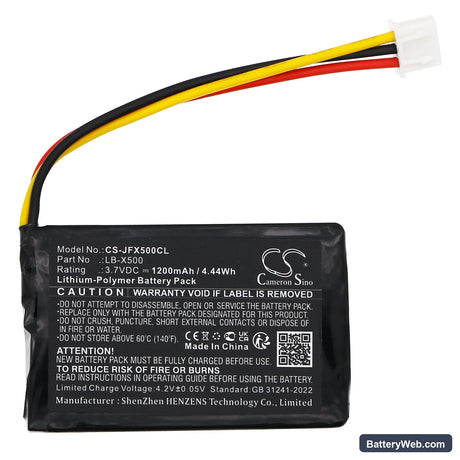 Jetfon X500 Replacement Battery, 3.7V, 1200mAh, Li-Polymer 3