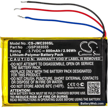JBL Clip 2 Replacement Battery, 3.7V, 800mAh, Li-Polymer 3