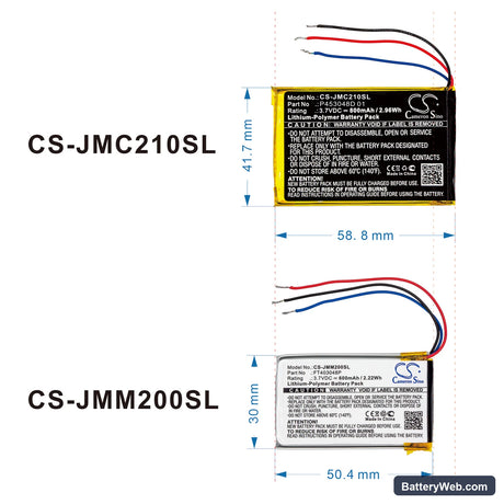 JBL Clip 2 Special Edition Replacement Battery, 3.7V, 800mAh, Li-Polymer 5