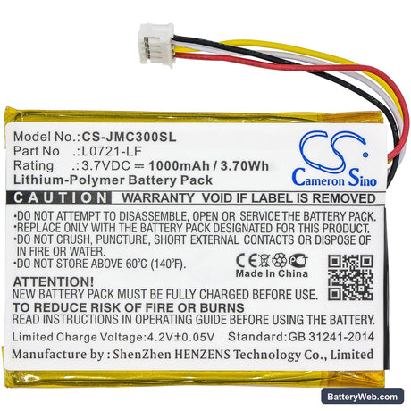 JBL Clip 3 Replacement Battery, 3.7V, 1000mAh, Li-Polymer 3