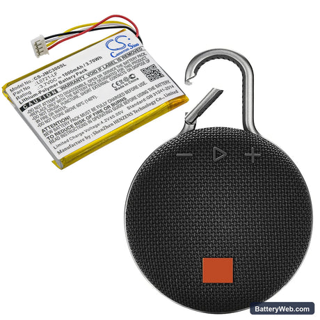JBL Clip 3 Replacement Battery, 3.7V, 1000mAh, Li-Polymer 5