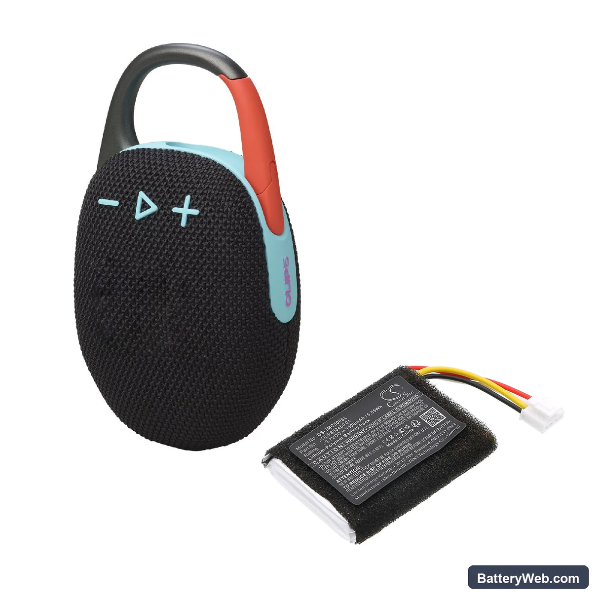JBL Clip 5 Replacement Battery, 3.7V, 1500mAh, Li-Polymer 6