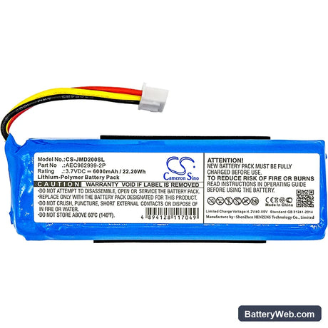 JBL Charge Replacement Battery, 3.7V, 6000mAh, Li-Polymer 3