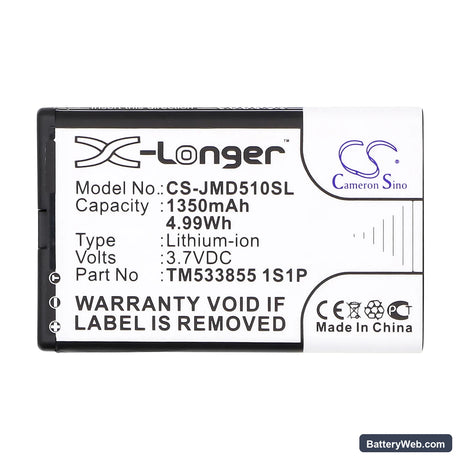 JBL Play Up Replacement Battery, 3.7V, 1350mAh, Li-ion 5