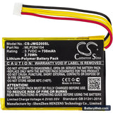 JBL Go 2 Replacement Battery, 3.7V, 730mAh, Li-Polymer 3