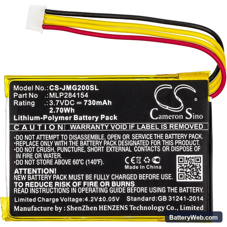 JBL Go 2 Replacement Battery, 3.7V, 730mAh, Li-Polymer 3