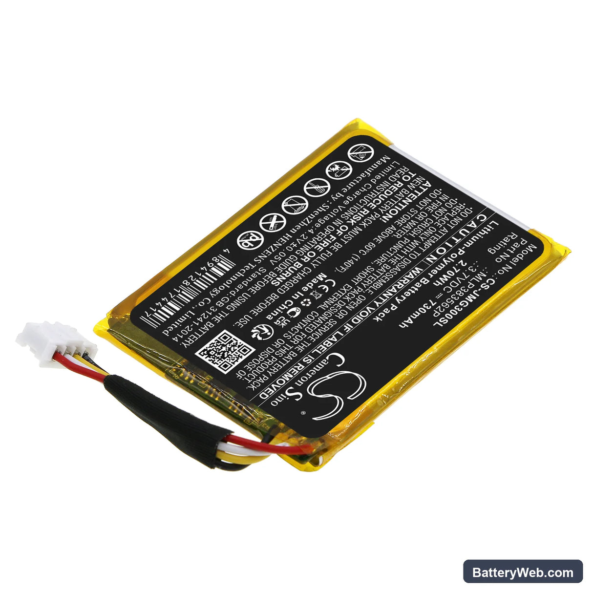 JBL Go 3 Replacement Battery, 3.7V, 730mAh, Li-Polymer 2