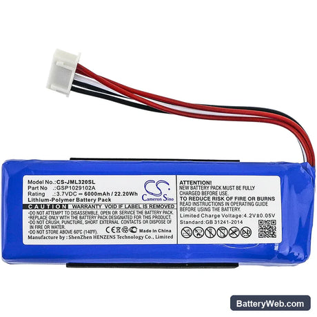 JBL Charge 3 2016 Replacement Battery, 3.7V, 6000mAh, Li-Polymer 3