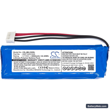 JBL Charge 3 Replacement Battery, 3.7V, 6000mAh, Li-Polymer 3