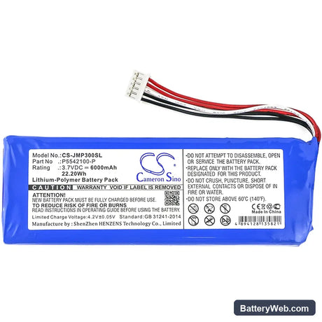 JBL Pulse 3 Replacement Battery, 3.7V, 6000mAh, Li-Polymer 3