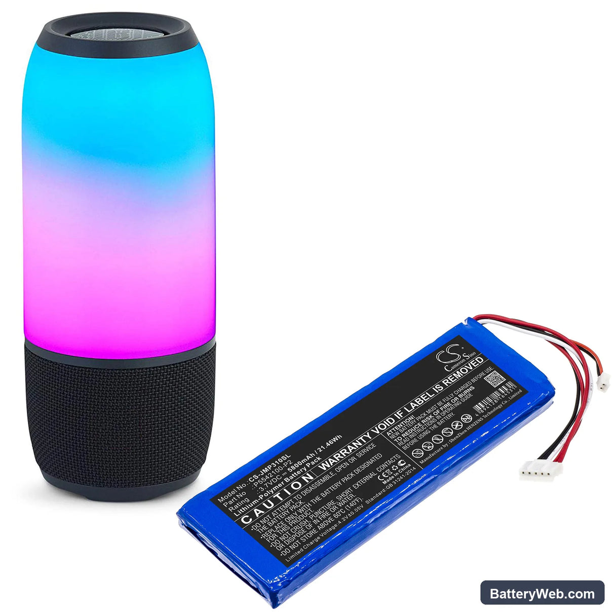 JBL Pulse 3 Version 2 Replacement Battery, 3.7V, 5800mAh, Li-Polymer 6