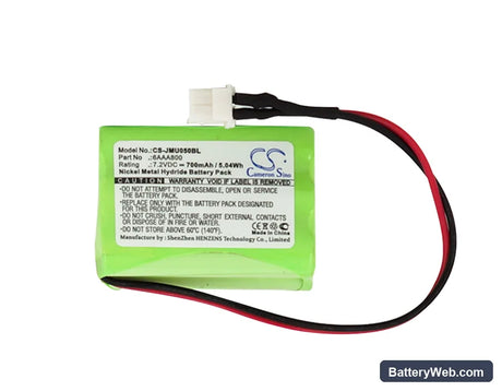JAY UTE050 Replacement Battery, 7.2V, 700mAh, Ni-MH 5