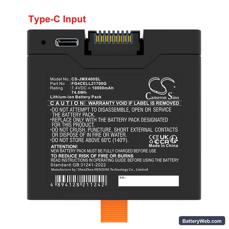 JBL PartyBox Club 320 Replacement Battery, 7.4V, 10000mAh, Li-ion 5
