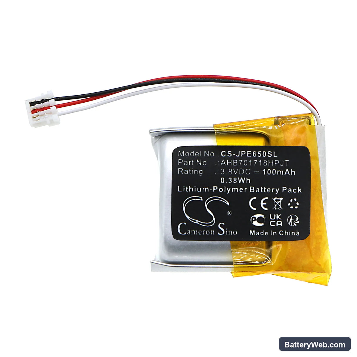 Jabra Engage 65 Replacement Battery, 3.8V, 100mAh, Li-Polymer 3