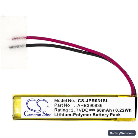 Jabra Sport Stereo Replacement Battery, 3.7V, 60mAh, Li-Polymer 3