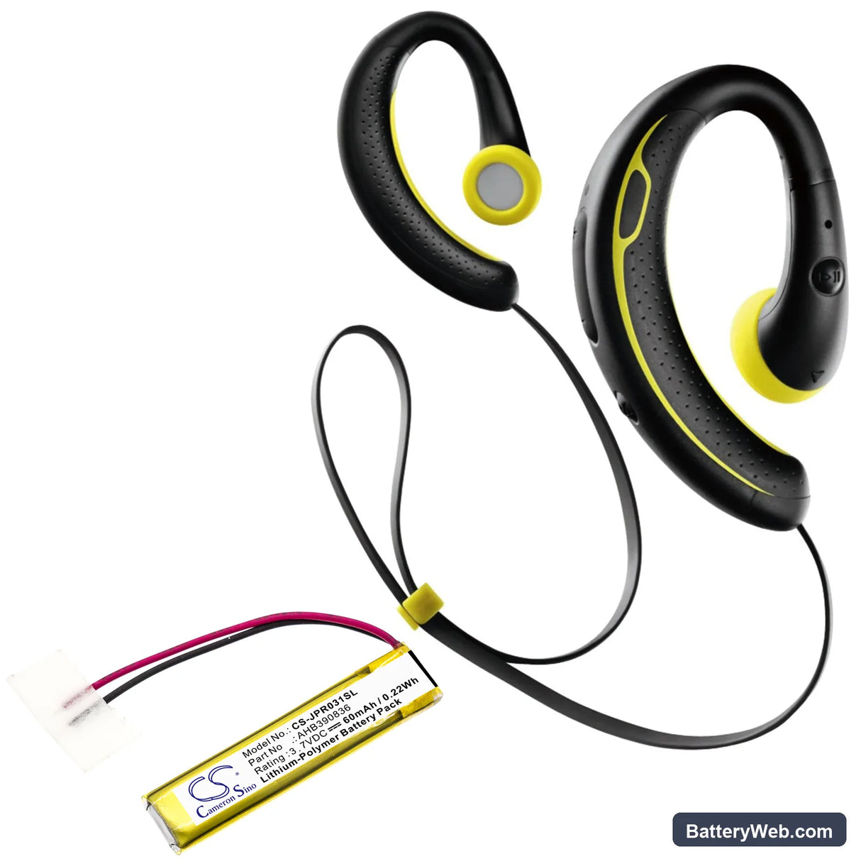 Jabra Sport Stereo Replacement Battery, 3.7V, 60mAh, Li-Polymer 5