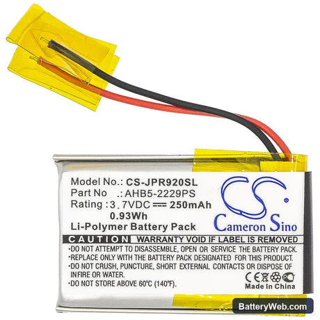 Jabra Pro 900 Replacement Battery, 3.7V, 250mAh, Li-Polymer 3