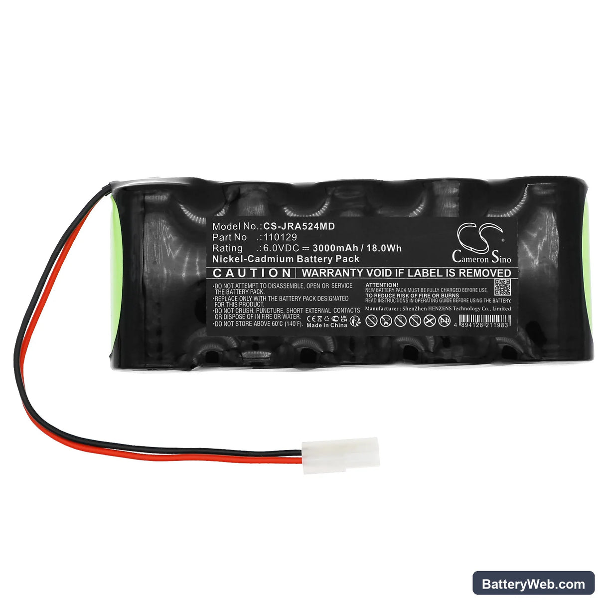 Jaeger Apnoescreen Replacement Battery, 6V, 3000mAh, Ni-CD 3