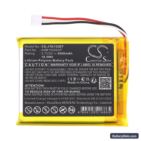 Jablotron JA-152KRY Replacement Battery, 3.7V, 5000mAh, Li-Polymer 3