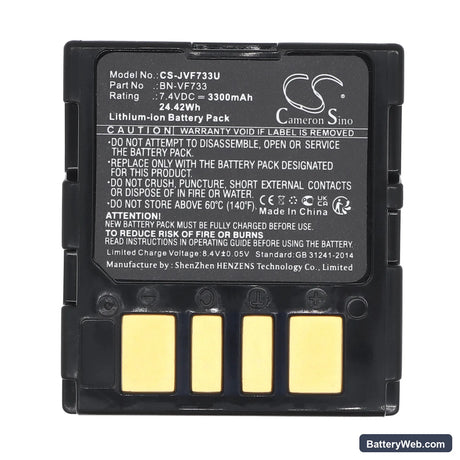 JVC GR-D240 Replacement Battery, 7.4V, 3300mAh, Li-ion 5