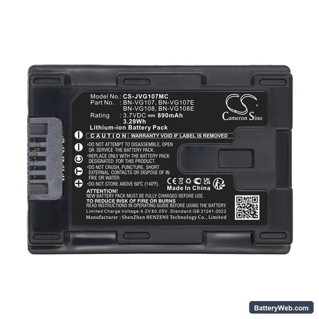 JVC GZ-HD620 Replacement Battery, 3.7V, 890mAh, Li-ion 5
