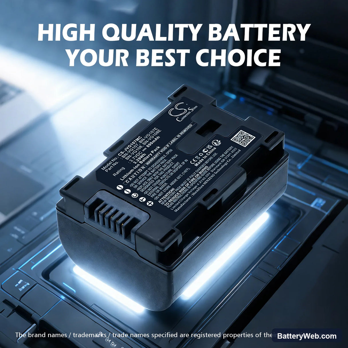 JVC GZ-HD620 Replacement Battery, 3.7V, 890mAh, Li-ion 7
