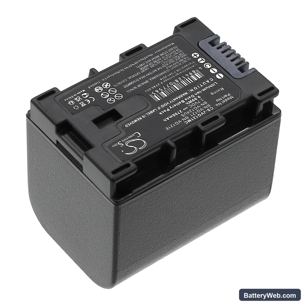 JVC GZ-HD620 Replacement Battery, 3.7V, 2700mAh, Li-ion 2