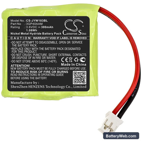 JAY Wilpa 1035 Replacement Battery, 3.6V, 300mAh, Ni-MH 3