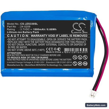 Jandy E33 Replacement Battery, 3.7V, 1800mAh, Li-ion 3