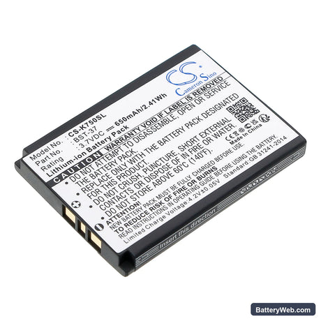 Sony Ericsson K750 Replacement Battery, 3.7V, 650mAh, Li-ion 1