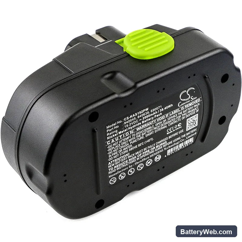 Kawasaki 19.2V Unisource Replacement Battery, 19.2V, 2000mAh, Ni-MH 1