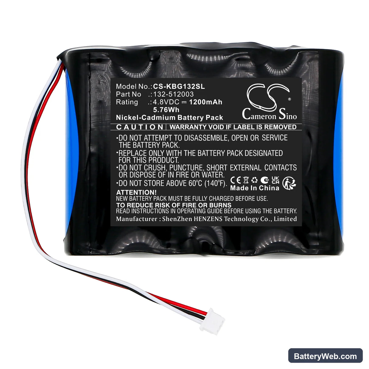 Kaba 132-512003 Replacement Battery, 4.8V, 1200mAh, Ni-CD 3