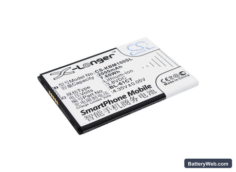 KOOBEE S3 Replacement Battery, 3.8V, 2000mAh, Li-ion 1