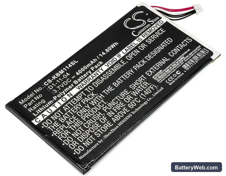 Kobo Vox Replacement Battery, 3.7V, 4000mAh, Li-Polymer 1